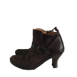 LOTTUSSE Brown Leather Heel Ankle Buckle Boots UK Size 7 1/2 US 10 CLASSIC